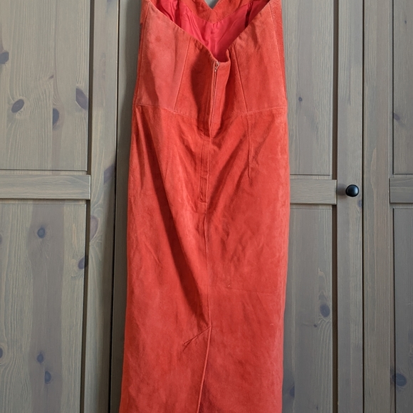 EUC Vintage Suede and Leather Strapless Midi Dress - Picture 3 of 13